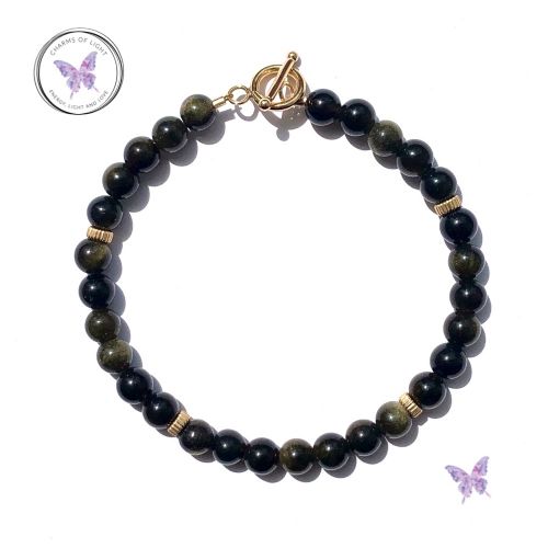 Golden Obsidian GF Beaded Bracelet